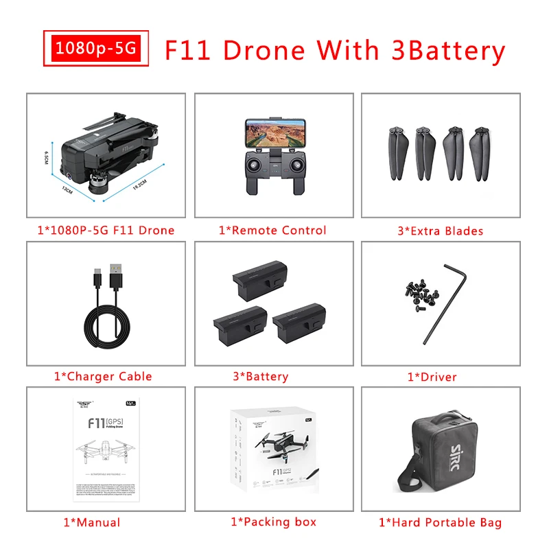 f11 3B portable bag SJRC F11 PRO 5G Wifi FPV gps бесщеточный Квадрокоптер 25 минут время полета RC Дрон 1080 P/2 K HD камера с сумкой для хранения - Цвет: f11 3B portable bag