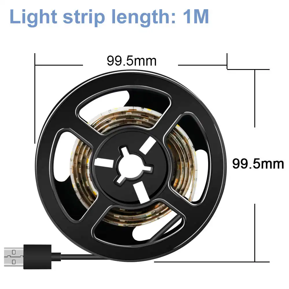 1m 60leds Светодиодная лента постоянного тока 5 В Гибкая неоновая световая лента 5 м USB Светодиодная Диодная СВЕТОДИОДНАЯ лента SMD 2835 Настольный Декор ТВ фоновое освещение - Испускаемый цвет: 1m 60leds