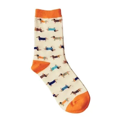 dachshund Orange Милые повседневные носки с животными для взрослых; носки в виде арбуза, таксы, Бигля, Льва, фермы, Бультерьера, слона, лисы, таблетки, фрукты, собаки - Цвет: dachshund Orange