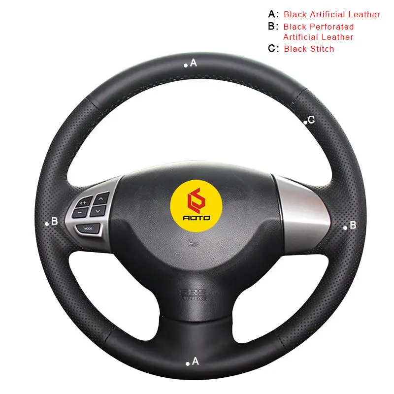 Artificial Leather Ручная прошитая Автомобильная Оплетка на руль для Mitsubishi Lancer X 10 2007- Outlander 2006-2013 ASX 2010-2013 Colt - Название цвета: Artificial Leather