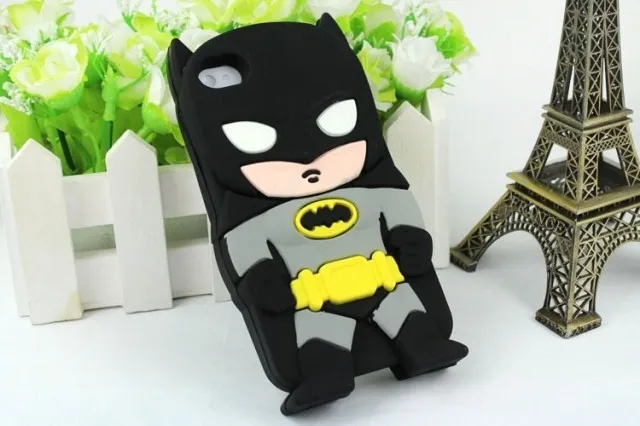 1 шт. милый 3D мультфильм Бэтмен мягкий силиконовый чехол для iPhone 4 и 4S 5 5S Капа силиконовый чехол для сотового телефона