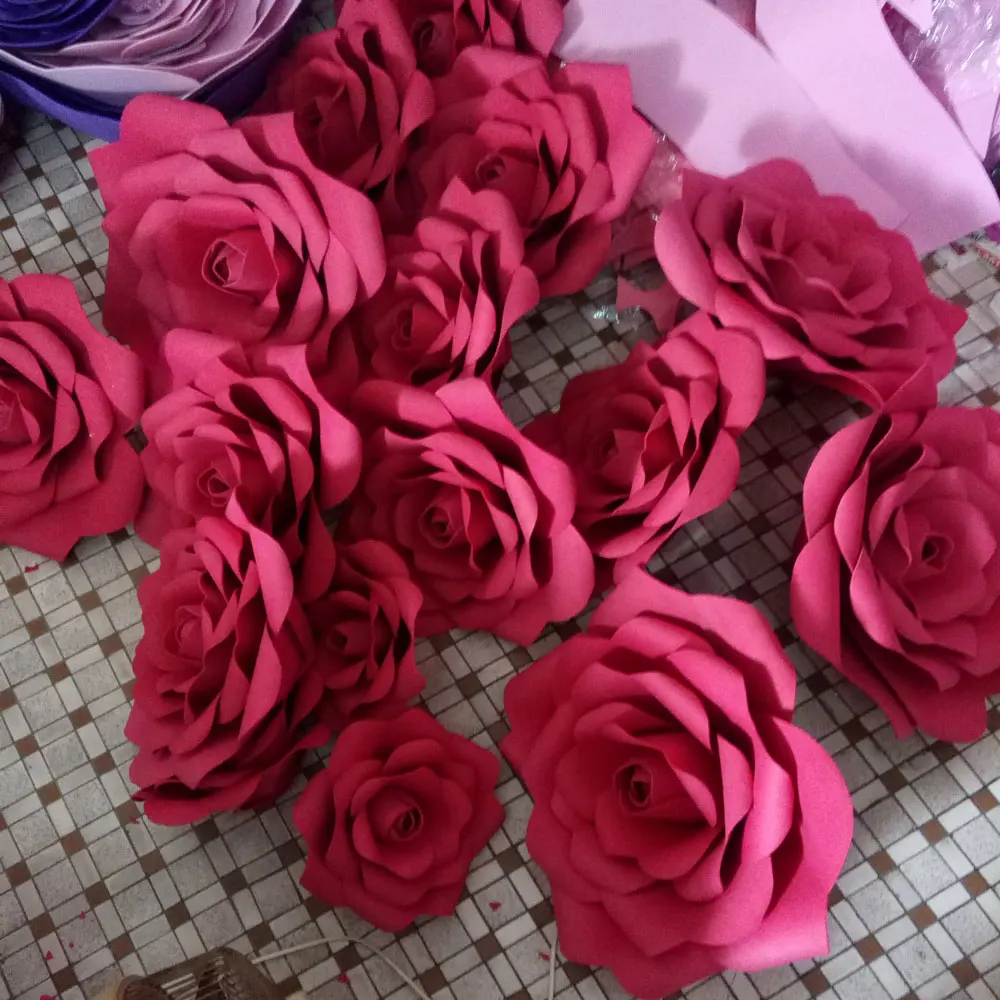 10 см 3D пена цветочное свадебное украшение большие искусственные цветы розовый белый красный ручной работы романтические вечерние бумажные цветы Пена розы - Цвет: Красный
