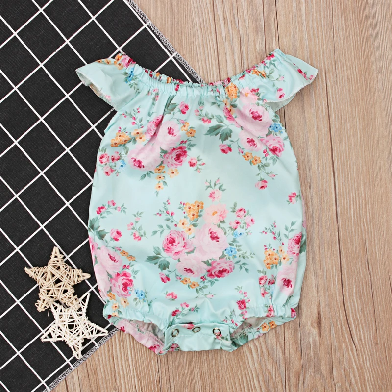 Цветок новорожденных девочек Костюмы для новорожденных девочек комбинезоны с цветочным узором без рукавов комбинезон, костюм летняя одежда для маленьких девочек