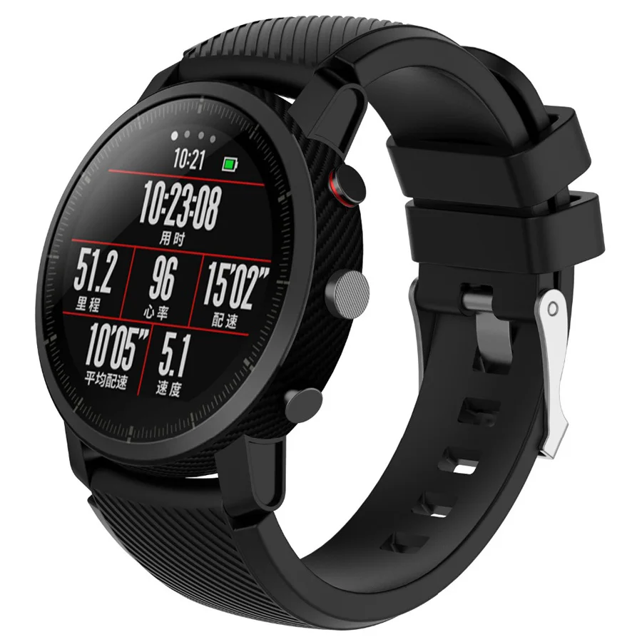 Ремешок из мягкого силикагеля для спортивных часов Xiaomi Amazfit Stratos 2/2S браслет Pace