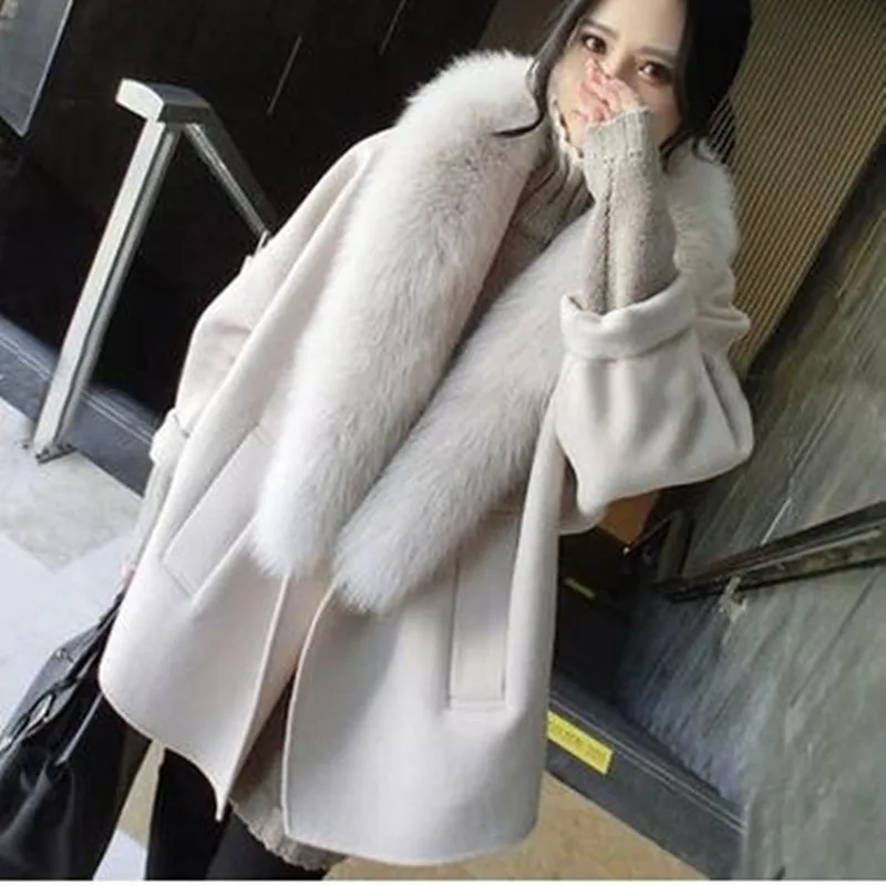 Новое осенне зимнее женское пальто Vestidos большие размеры однотонное Свободное с