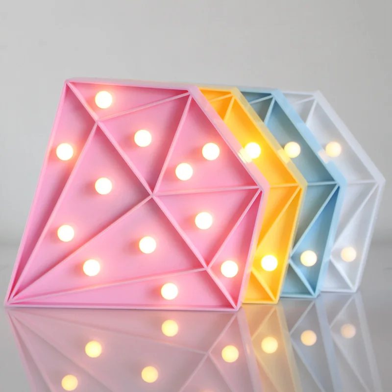 Белый желтый синий розовый светодиодный ночник ромбовидная прикроватная лампа