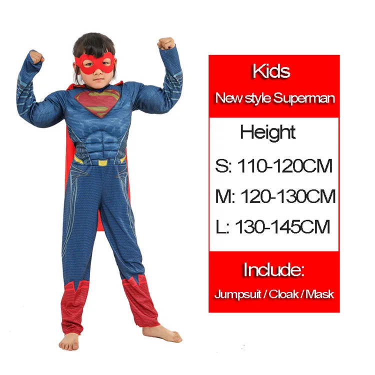 New style Superman Человек-паук Супермен Дети Мышцы аниме косплэй костюм костюмы Капитан Америка человек Муравей Тор мальчик девочка чудо женщина Халк Бэтмен Hornet - Цвет: New style Superman