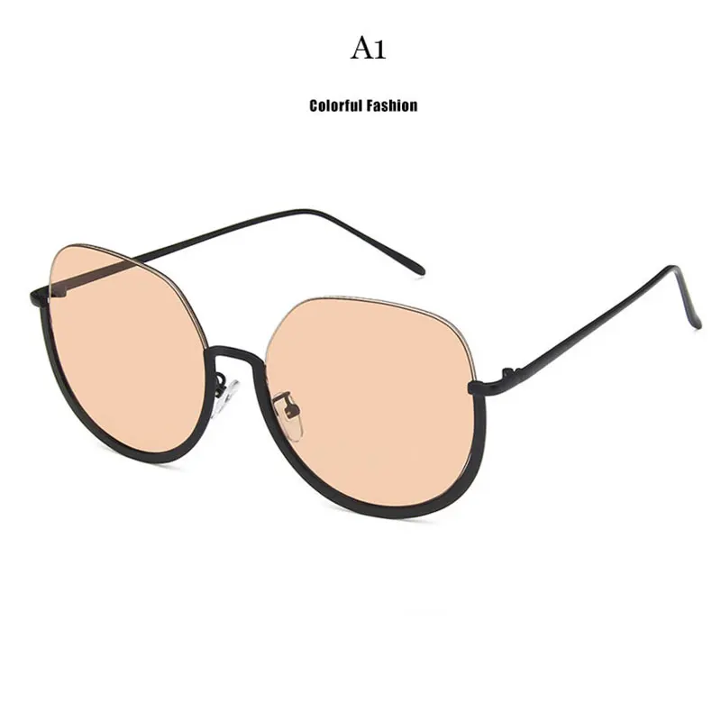 Большие трендовые солнцезащитные очки полуоправы для женщин и мужчин оранжевые