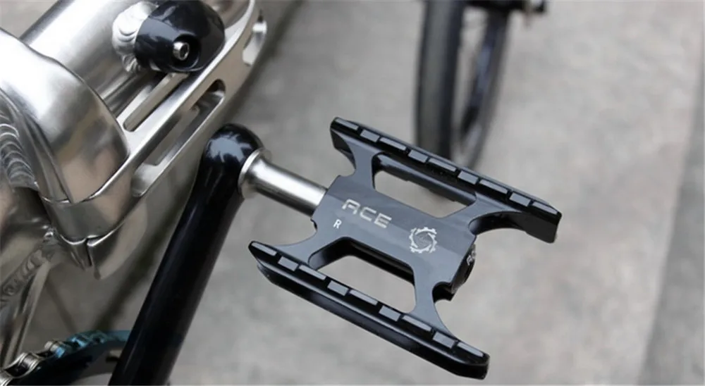 Ультралегкая велосипедная педаль 170 г для складного велосипеда Brompton, черный серебристый алюминиевый корпус+ титановая ось, 1 пара