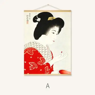 Японские Ukiyo-e Ukiyoe деревянные висячие свитки картины на холсте настенные художественные настенные картины для гостиной скандинавские украшения дома - Цвет: A