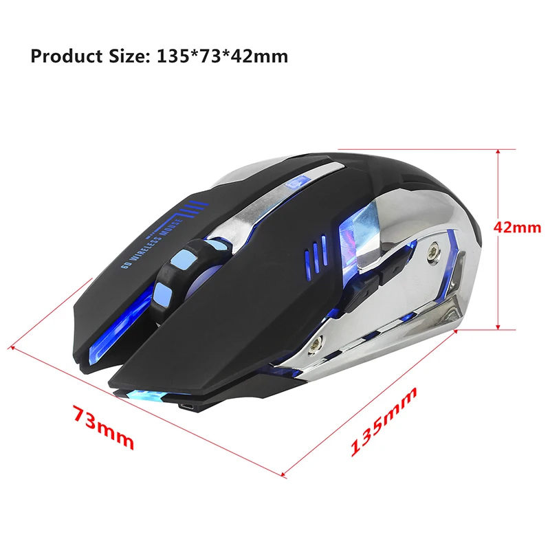 

New Wireless Ergonomic Mouse 2.4GHz Rechargeable Silent Optical Mice 7 LED Backlit for PC Gaming DOM668