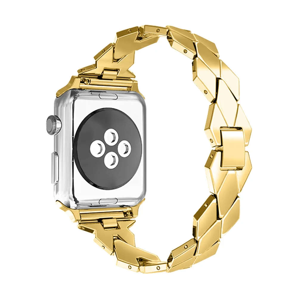 WoseaFit рифленая нержавеющая сталь Ремешок с узором для Apple Watch 38 мм 40 мм 42 мм 44 мм ремешок для серии 2 3 4 ремешок стальной браслет