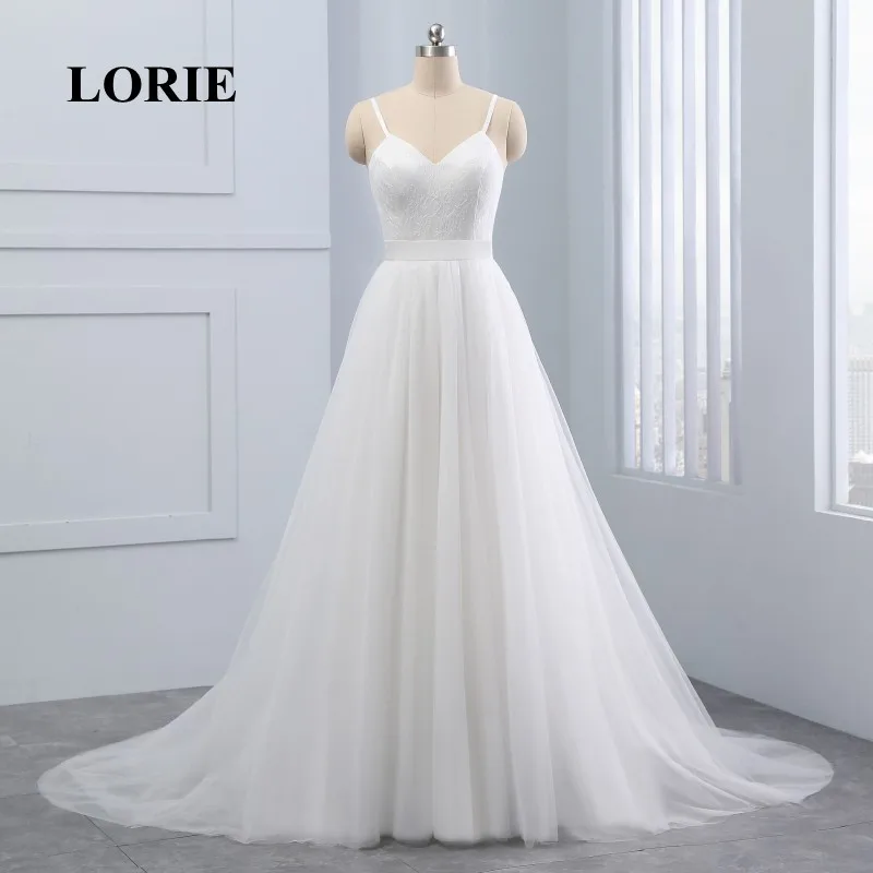LORIE пляжные свадебные платья на бретельках 2020 Vestido Noiva Praia простые белые тюлевые