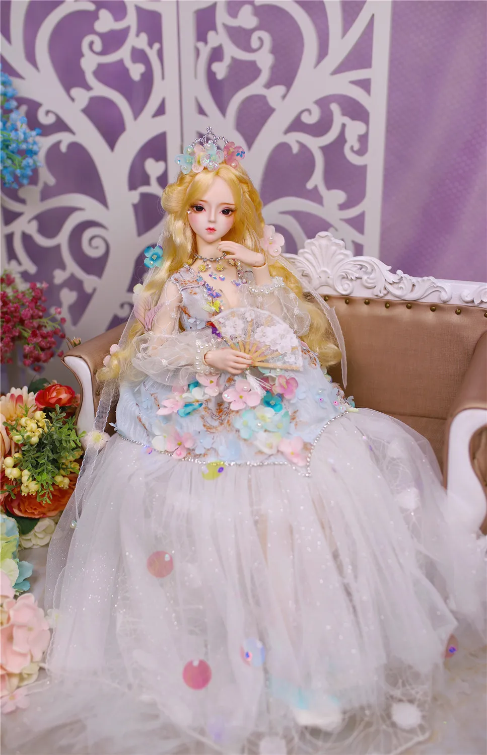 Dream Fairy 1/3 bjd кукла 62 см, кукла на заказ, Золотая одежда для волос, обувь, корона, подарок для девочки