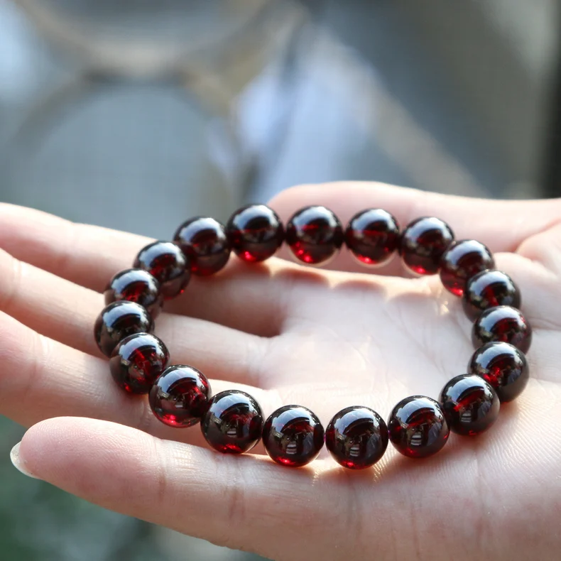 Браслет из 100% граната с круглыми бусинами | Украшения и аксессуары