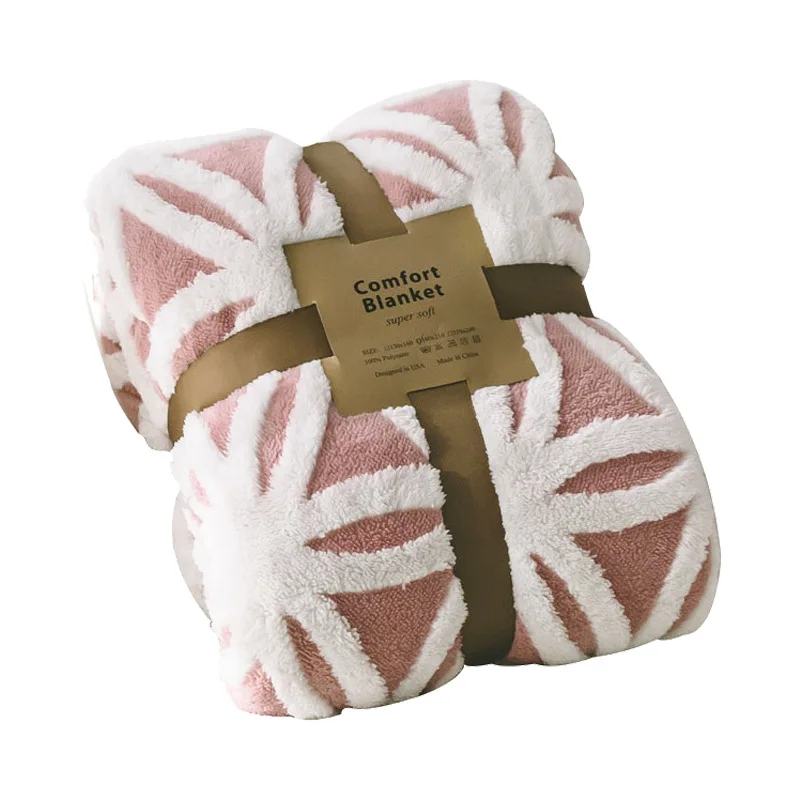Двухслойное фланелевое одеяло на весну и осень геометрическое теплое