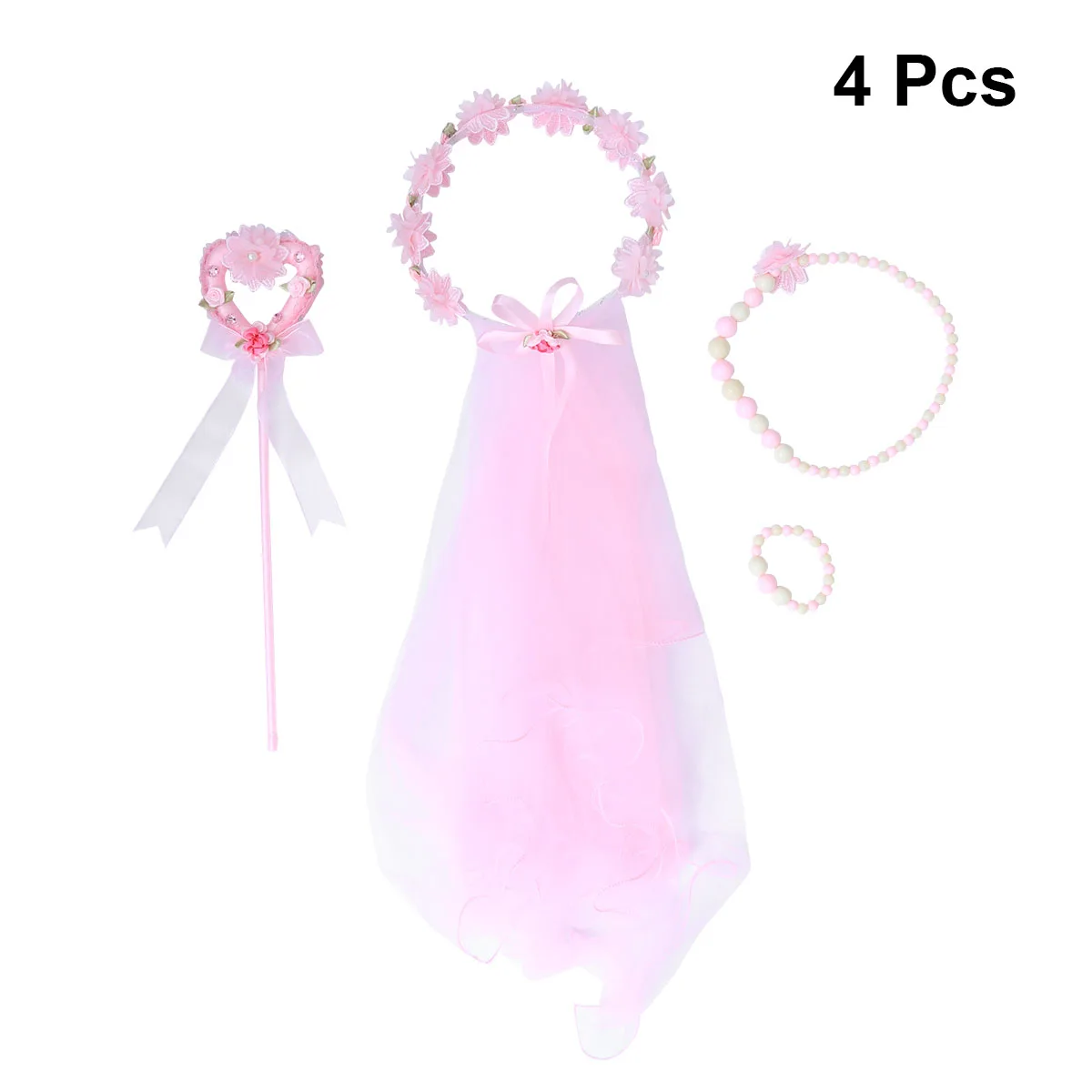 4 шт. венок для девочек вуаль принцесса ангел палочка ожерелье браслет комплекты