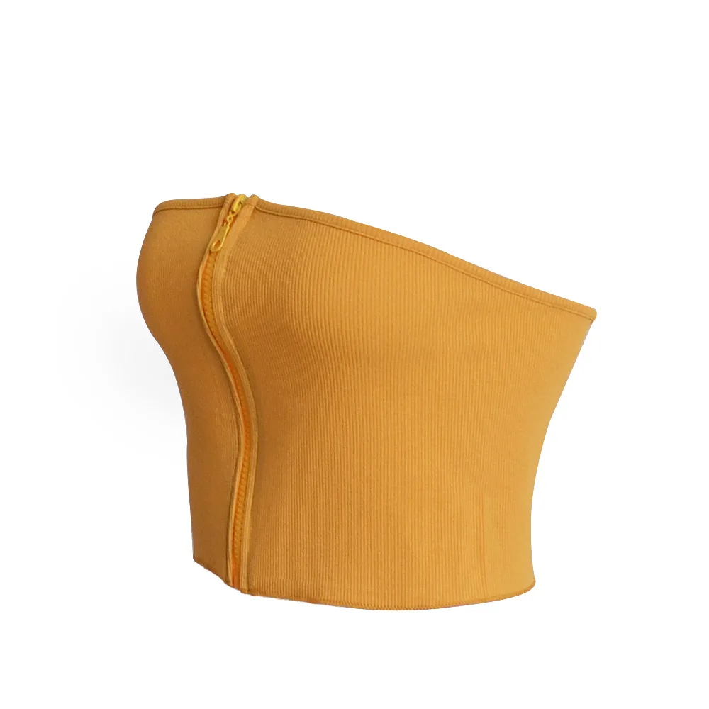 Сексуальный вязаный укороченный Топ без бретелек с открытой спиной летние топы