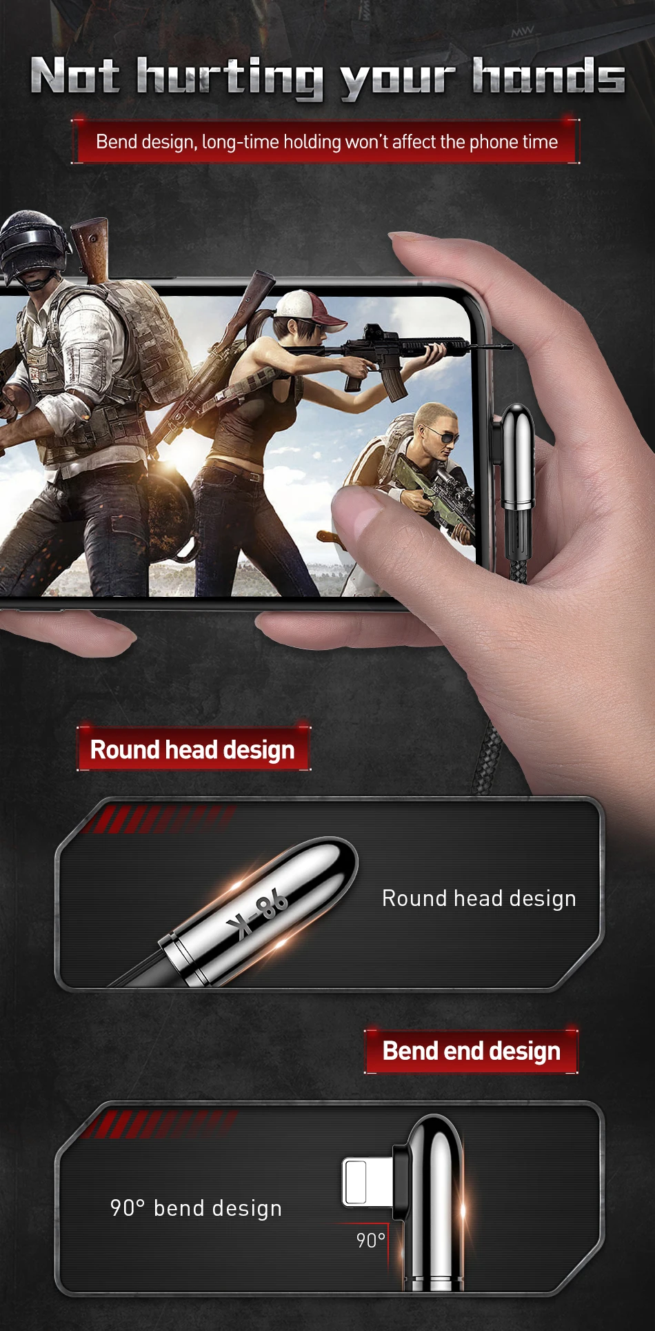 Baseus изгиб съемки дизайн для Moble игр USB кабель для iPhone Xr X xs max Быстрая зарядка для iPhone зарядное устройство USB кабель для Apple
