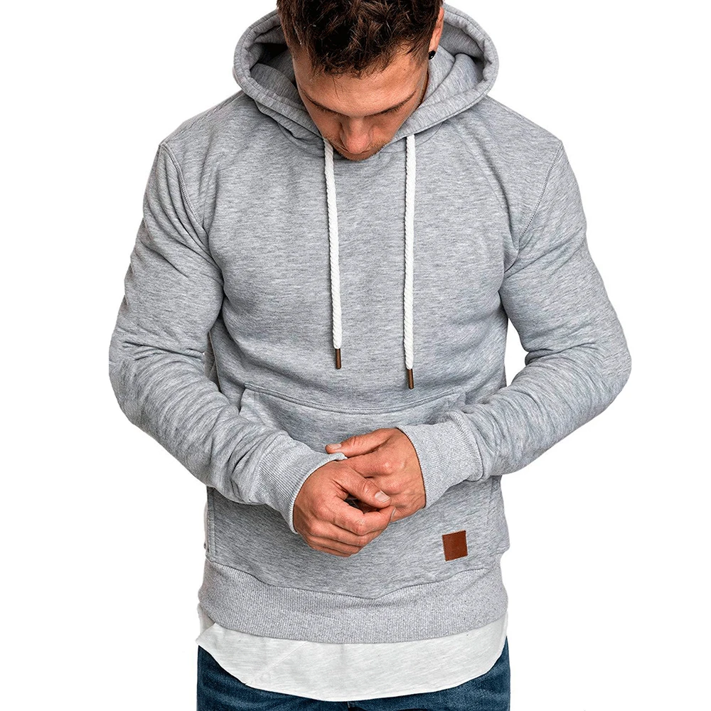 Light Grey Мужские повседневные куртки с длинным рукавом Осень-зима, толстовки, модные однотонные спортивные костюмы, толстовки с капюшоном, мужская одежда - Цвет: Light Grey