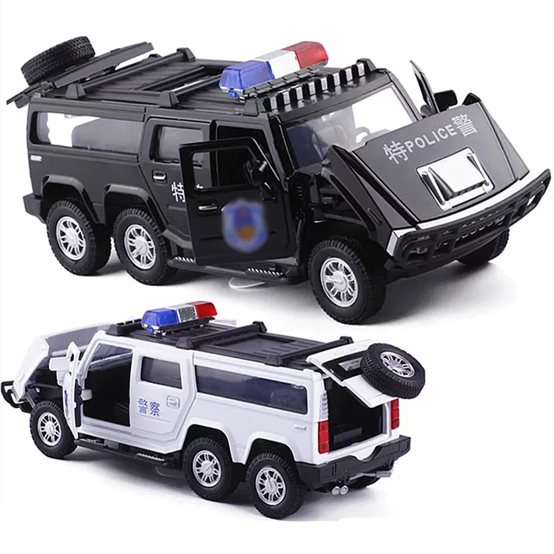 1: 32 сплав 6 колесный Hummer полицейский автомобиль звук и свет колесико модель