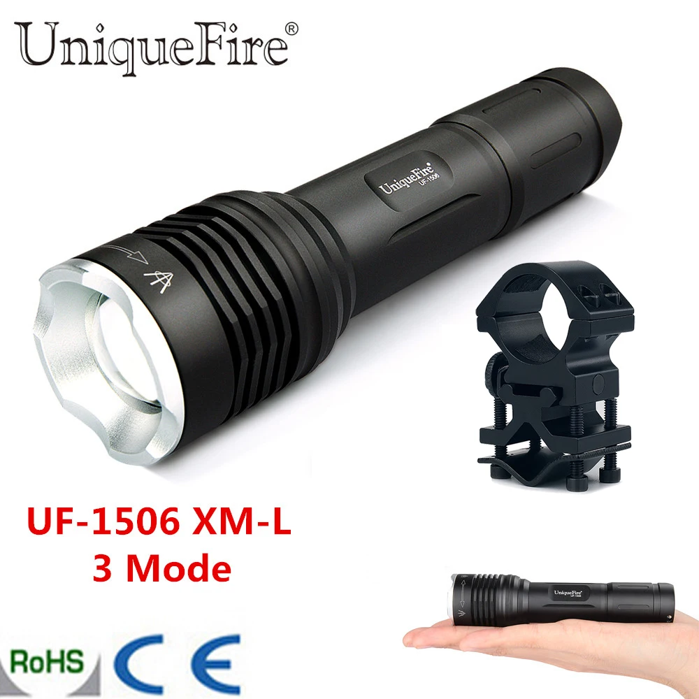 

UniqueFire UF-1506 XP-E Mini Rechargeable Led Flashlight 3 Modes Zoom Focus Lamp Torch+Scope Mount For Remote Control Lantern