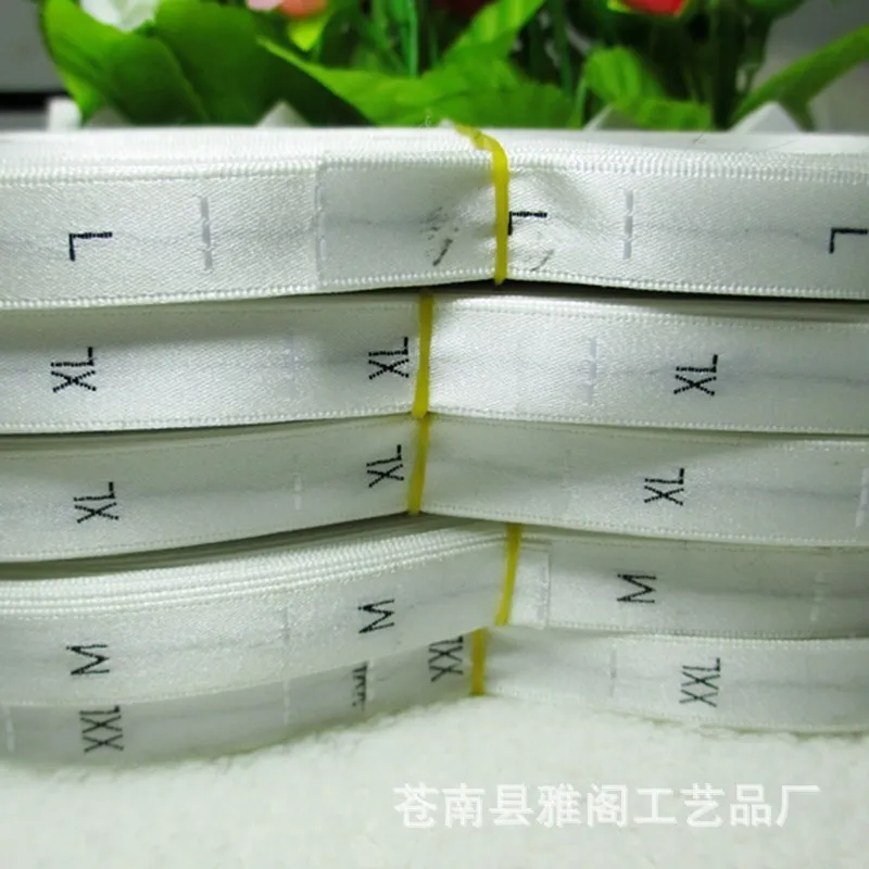 Free shipping stock clothing size tag/non-fading Silk digital label /XS S M L XL XXL XXXL 4XL white black size labels 500 pcs