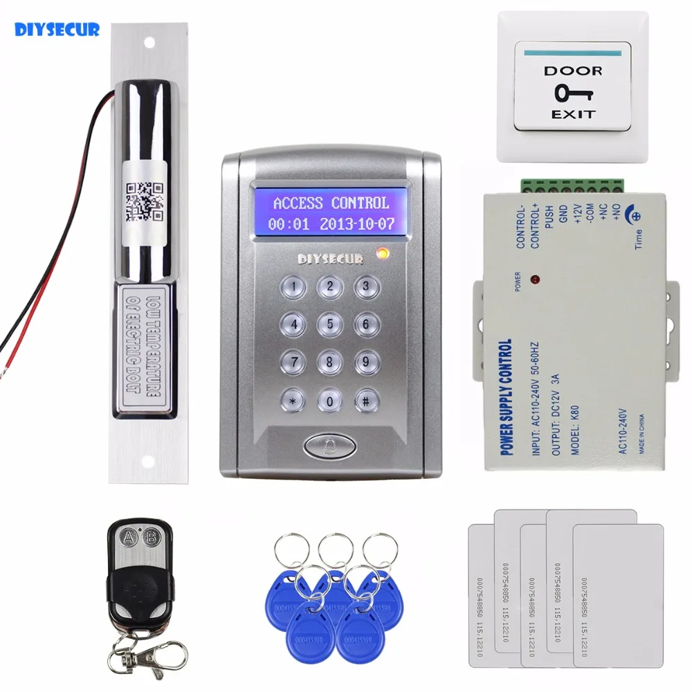 

DIYSECUR Remote Controlled RFID Access Control Door Lock System Kit + Electric Bolt Lock Security System with Doorbell Button
