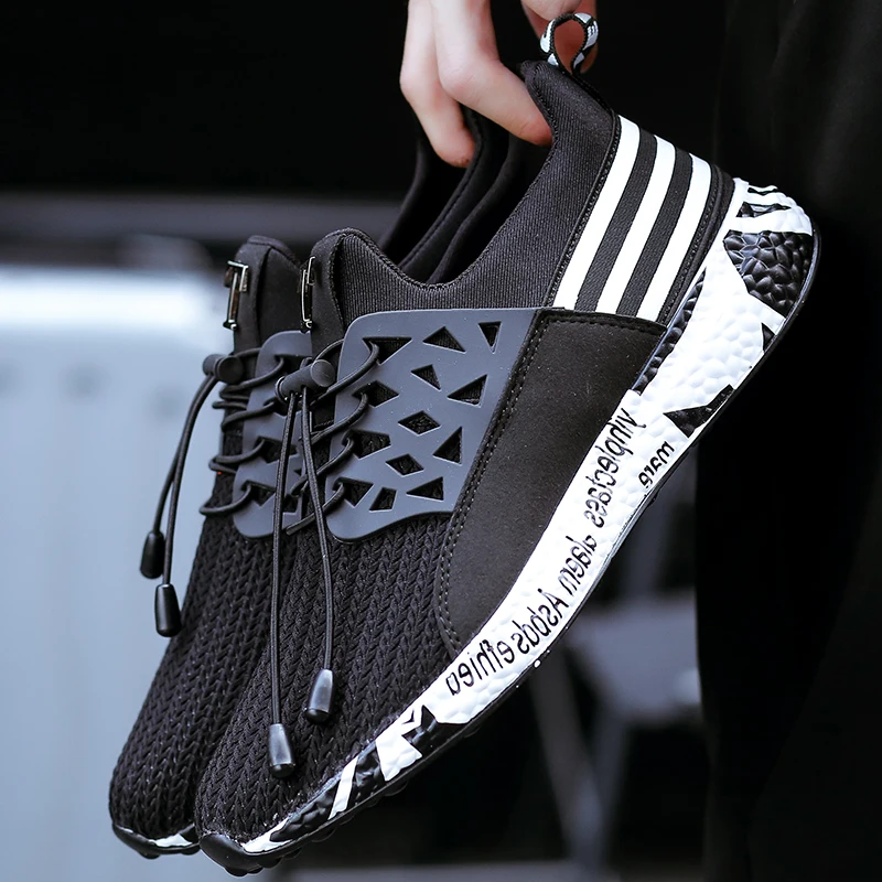 2019 Designer Men Brand Fashion Sneakers Black Blue Grey Size 39-44 Elastic Band Male Fly-knitted Casual Shoes | Обувь