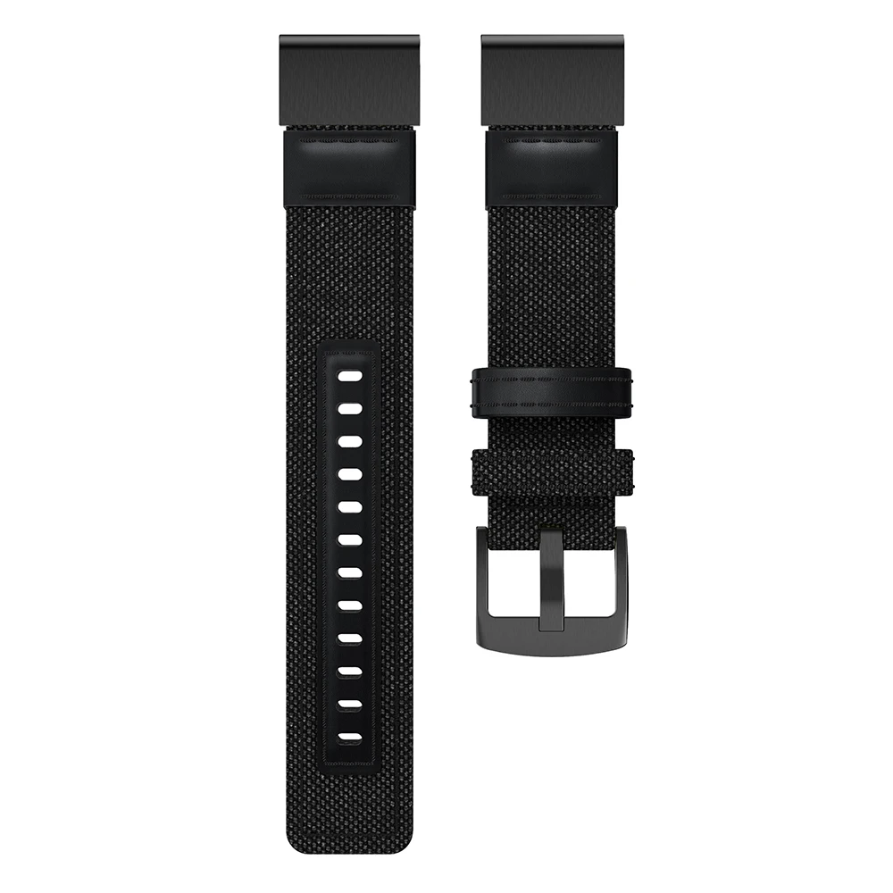 Ремешок сменный из парусины и кожи для наручных часов браслет Garmin Fenix 5/Forerunner