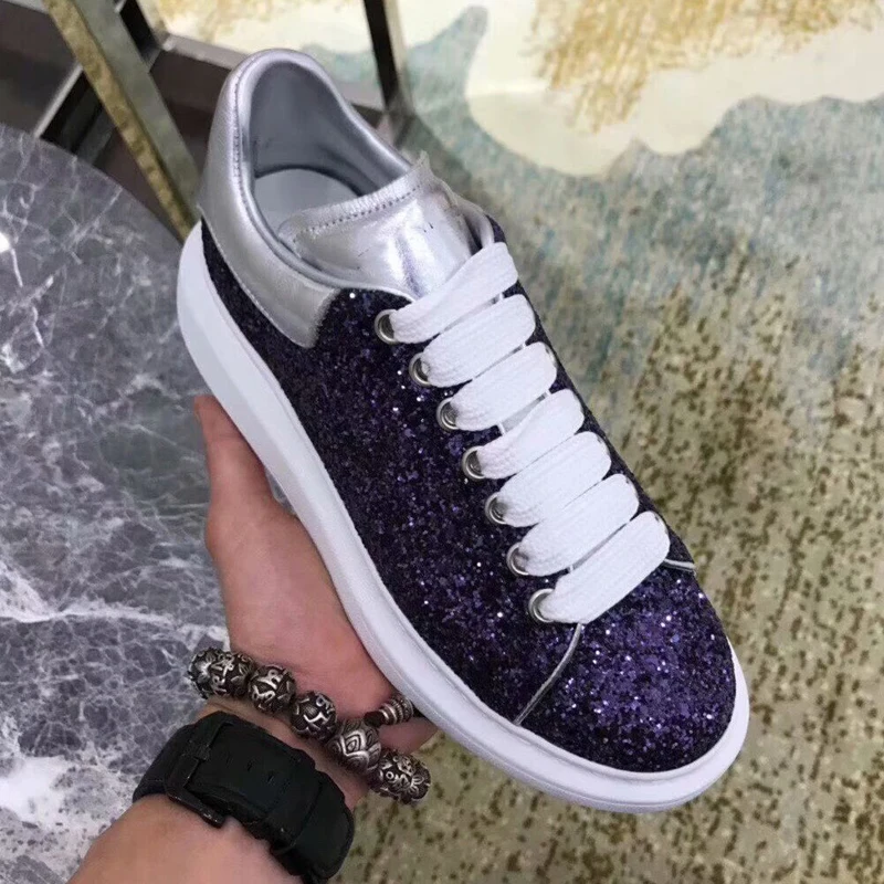 Purple-8 RY-RELAA Для женщин кроссовки новые весенние модельные туфли на танкетке белые туфли Для женщин на платформе Для женщин повседневная женская обувь Стразы обувь - Цвет: Purple-8