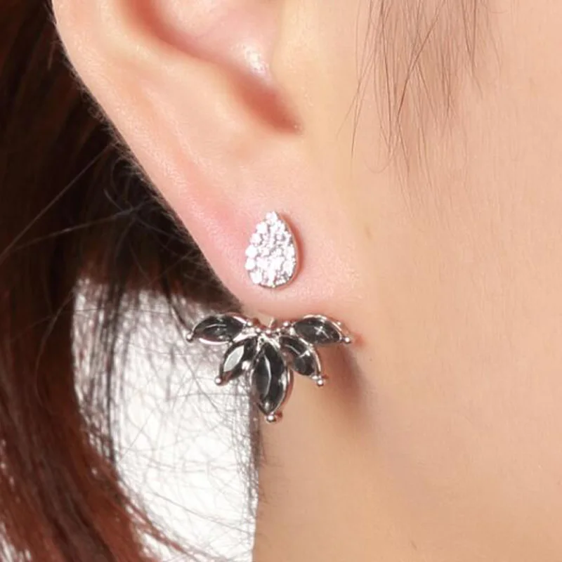 SMJEL Новые кристальные серьги с цветком, прокол ушной манжеты, ювелирные изделия для свадебной моды для девочек, кубический циркониевый водяной капельный серьги для заколок, женщины.