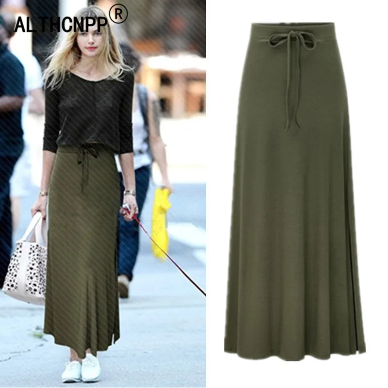 

Harajuku High Waist Elastic Knitted Split Skirts Womens Plus Size Korean Slim Pencil Long Skirt Ladies saia longa jupe femme