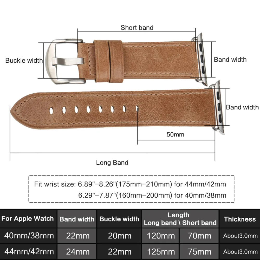 MAIKES аксессуары для часов Apple Watch Band 44 мм 40 из натуральной кожи iWatch ремешок 42 38