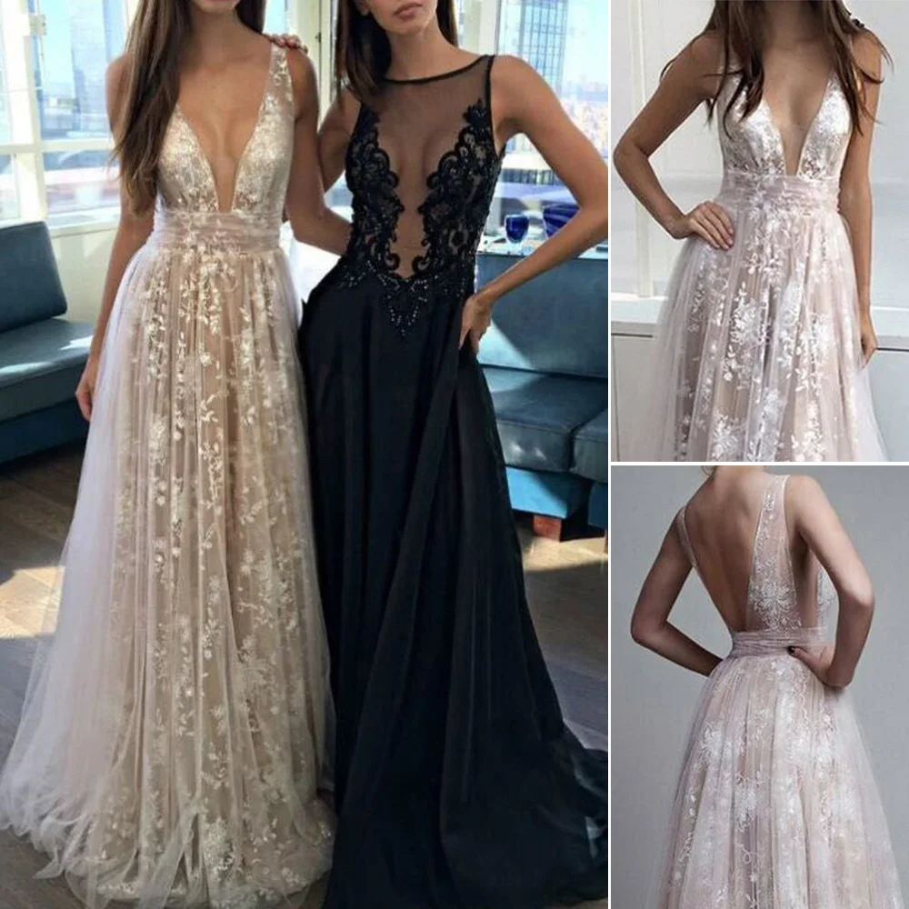 Женское сексуальное и элегантное кружевное длинное платье макси торжественное