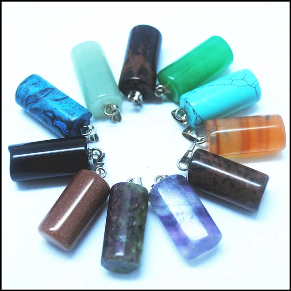 

10pcs Wholesale high quality assorted natural stone mixed pillar charms chakra Pendants & necklaces for making