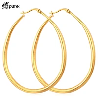 women earrings classic ellipse hoop earrings wholesale 316l stainless steel never fade fashion jewelry for women e680g