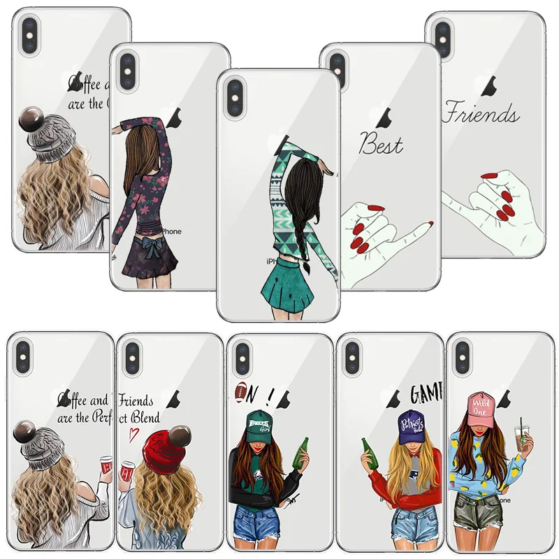 Прозрачные мягкие чехлы для телефонов девочек Bff Best Friends Forever чехол iPhone 7 6 6S 8 Plus X XR