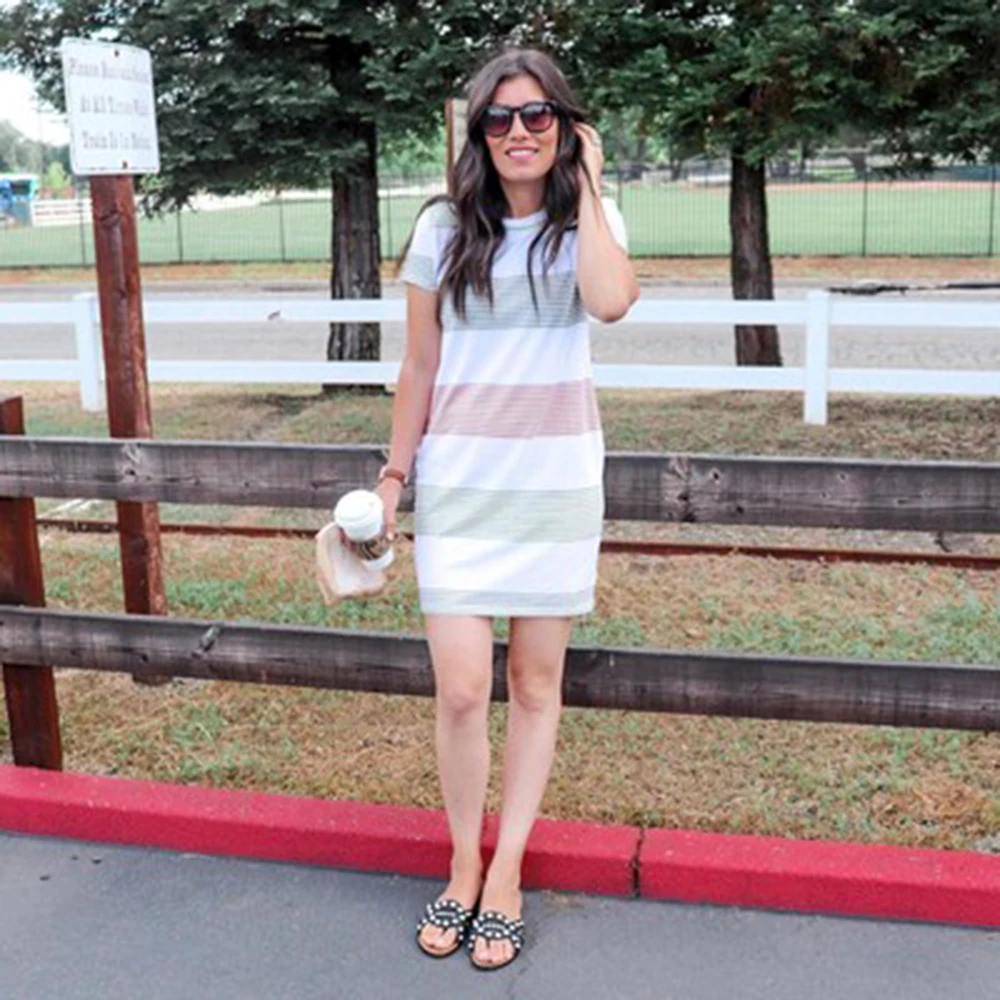 Женское мини платье с диким принтом в полоску из кусков женское летнее модное