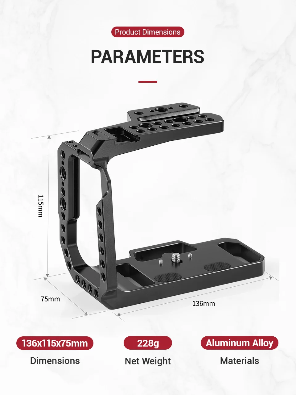 SmallRig BMPCC 4K 6K половинная клетка для Blackmagic дизайна карманная клетка для кинокамеры с Рельсом Nato/Arri отверстие для определения местоположения/может башмака-2254