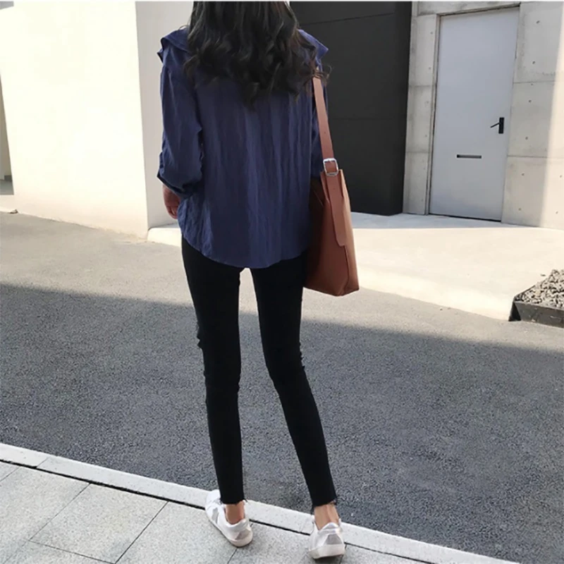 

Women Ruffled V-neck Blouse Summer Casual Lace Up Shirt Top Elegant Long Sleeve Blouse