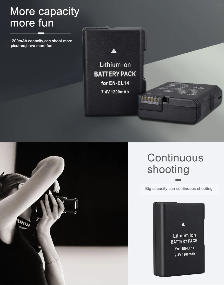 2 шт. EN-EL14 EN-EL14a ENEL14 RU EL14 EL14a Батарея+ LCD Dual charger для Nikon D3100 D3200 D3300 D5100 D5200 D5300 P7000 P7800