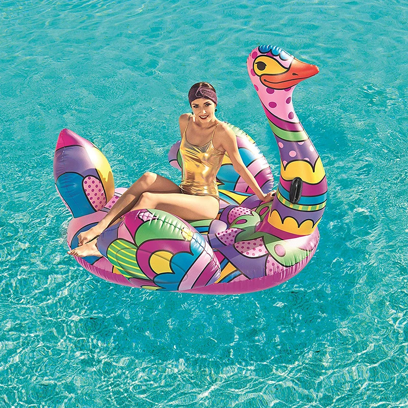 1,9 м надувной фламинго поплавок гигантский Ride-On Schwimmtier поп страуса надувной коврик для бассейна плавательный кольцо летние игрушки для бассейна