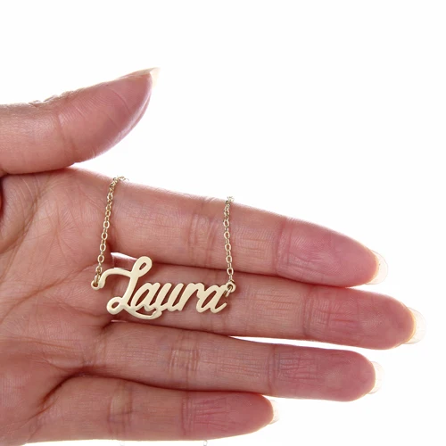 Изящное женское ожерелье Laura Name кулон табличка с именем золото нержавеющая сталь