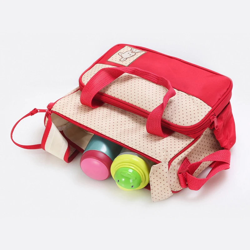 Fashion Mummy Stroller Bag Mommy Diaper Large Capacity Handbag Nappy Baby Travel Backpack 7 Colors 5Pcs/Set Care | Мать и ребенок