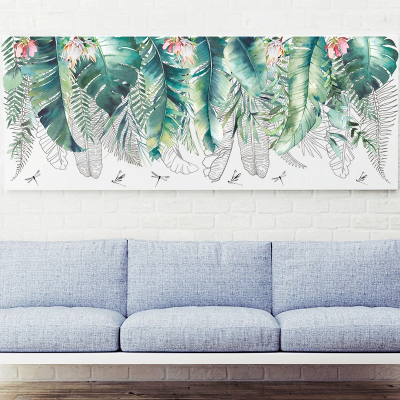 

DIY 48*108cm Green Leaf Modern Home Decoartion Wall Sticker Living Room Bedroom Wall Decals Poster Mural