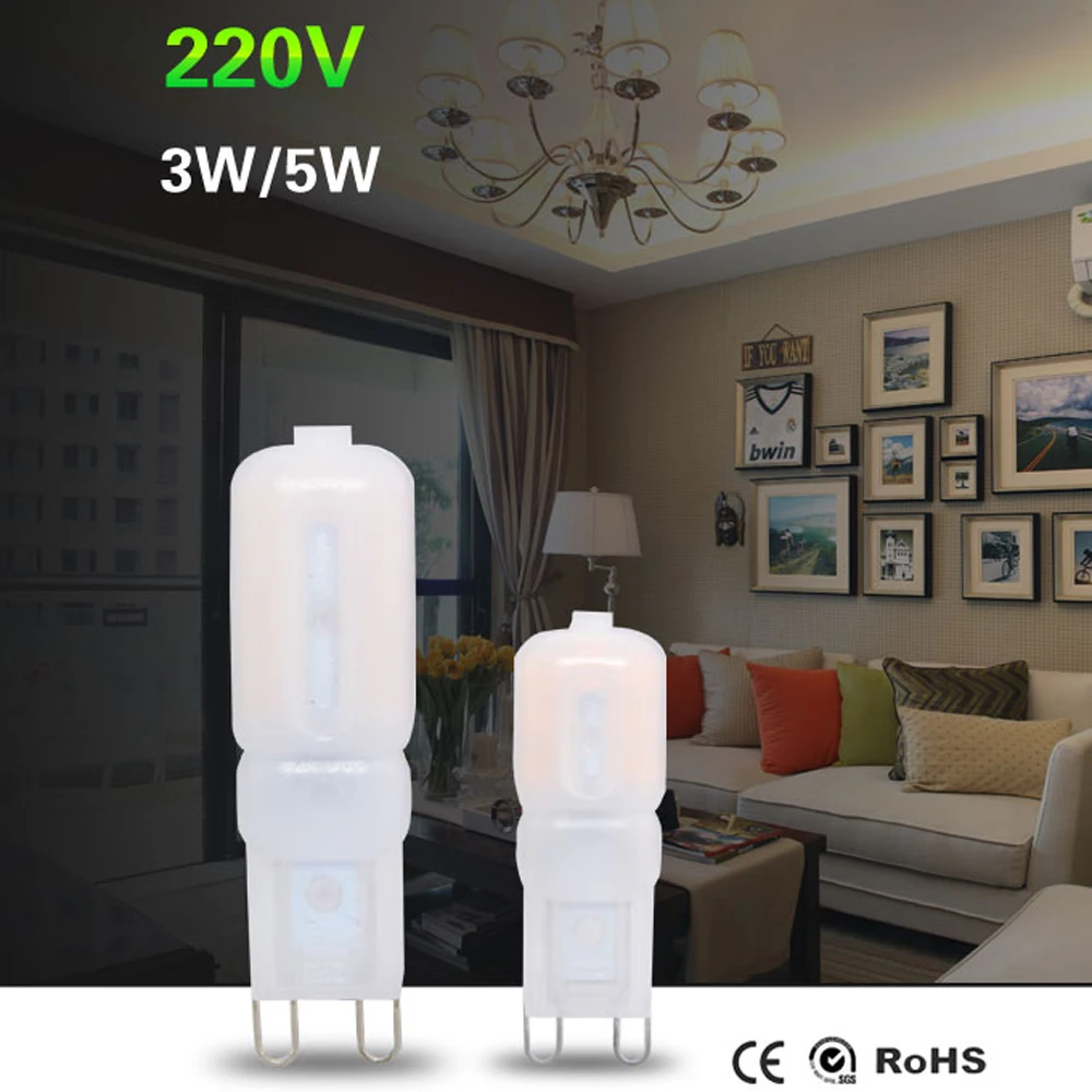 2016 SMD 2835 G9 220V ~ 240V Светодиодная лампа Точечный светильник для отражателя 3W 5W