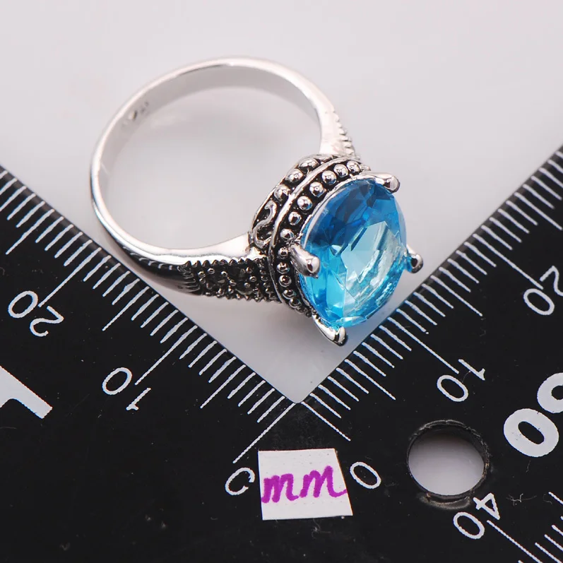 

Blue Crystal Zircon Women 925 Sterling Silver Ring F754 Size 6 7 8 9 10