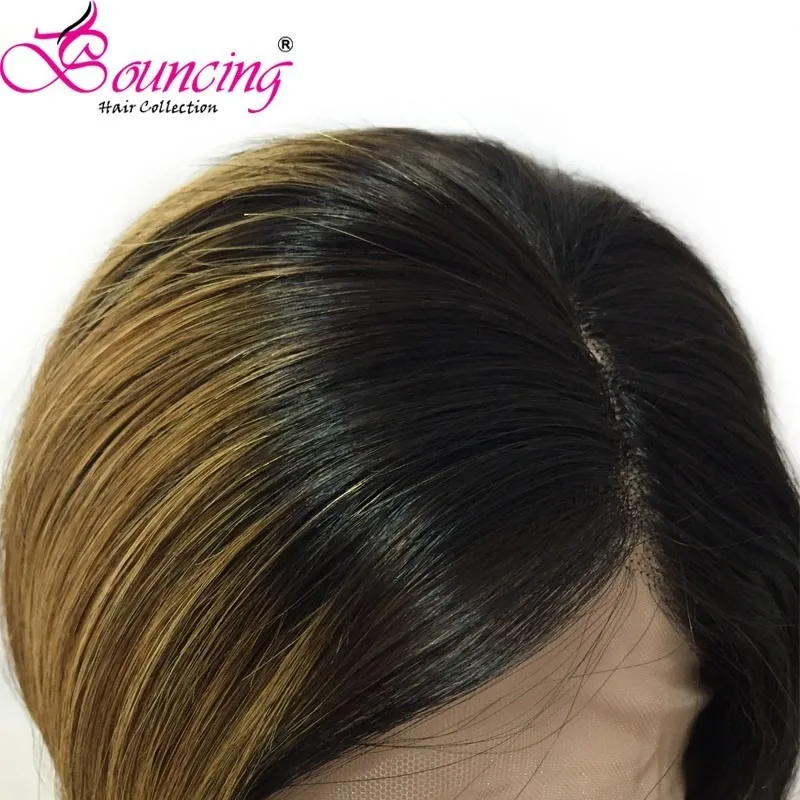 Подпрыгивающие волосы короткие Pixie Cut парик бразильские человеческие волосы remy парик фронта шнурка 1B с изюминкой#27 для черных женщин
