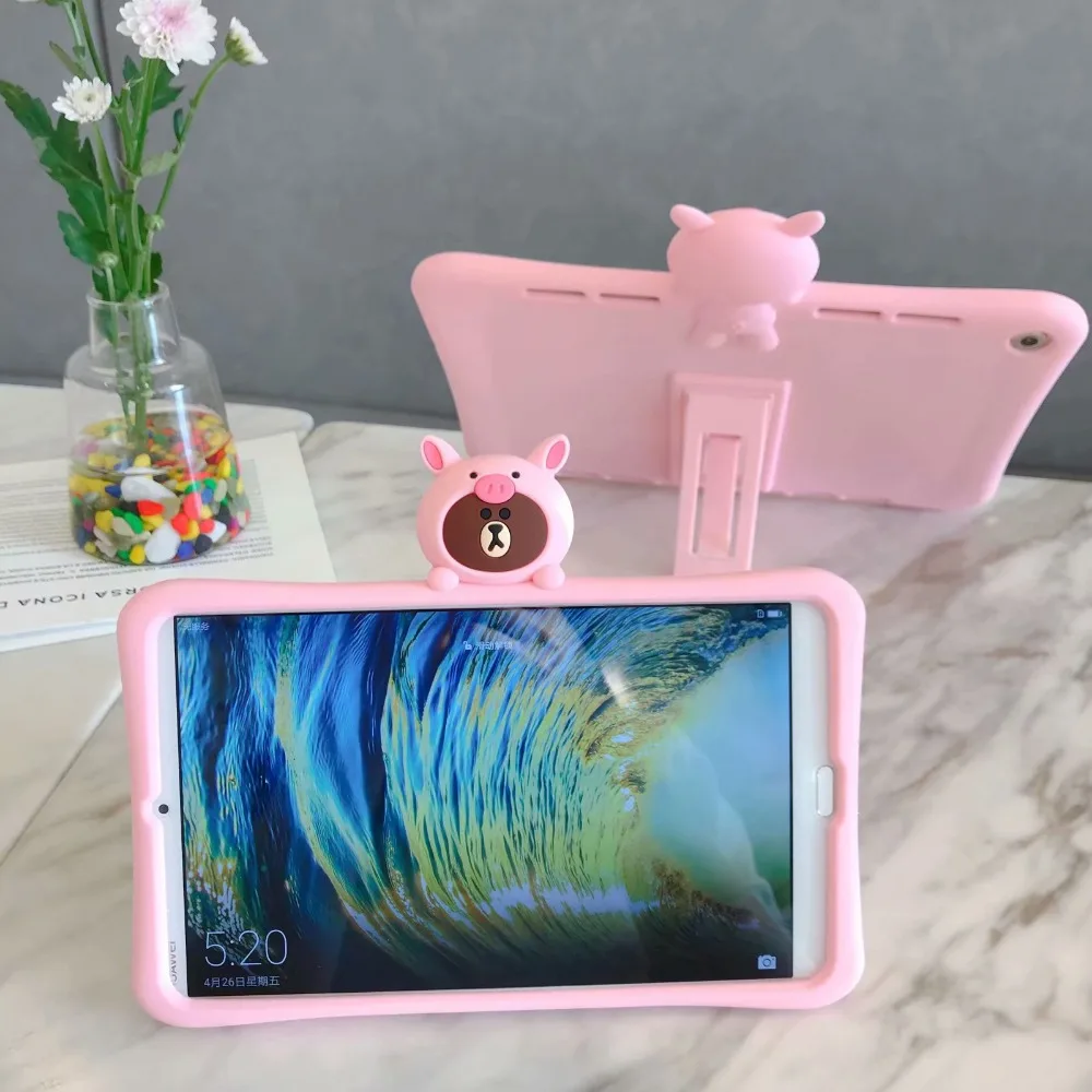 Модный силиконовый чехол с розовым медведем для huawei MediaPad T3 10 9," AGS-L09 W09, подставка для планшета, удароустойчивый ЭВА, чехол для всего тела